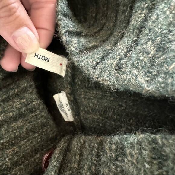 Anthropologie Shrunk Wool Sweater Button Shoulder Olive Green Cottagecore S - Picture 4 of 8
